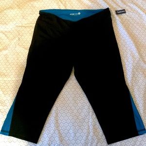 Active Compression Crop Leggings - Black and Blue - Size XL Petite